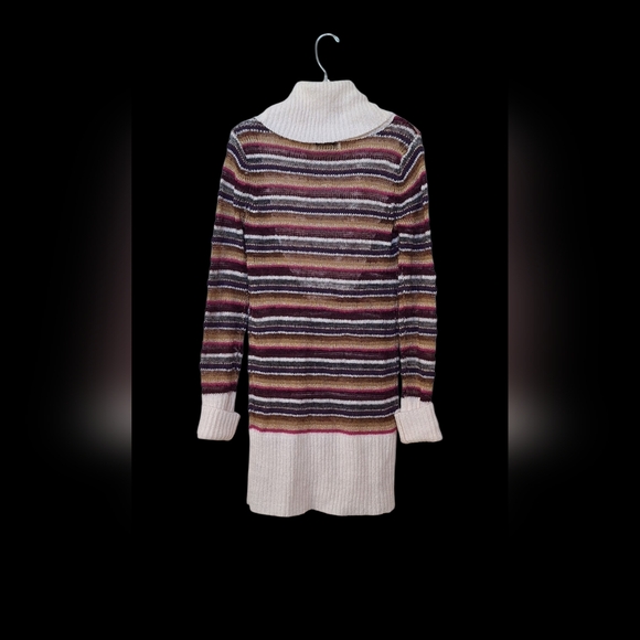 Guess Chunky wool blend sweater dress tunic cowl stripe pullover mohair knit Y2K - Picture 12 of 12